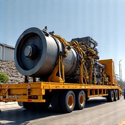 Heavy construction equipment on flatbed